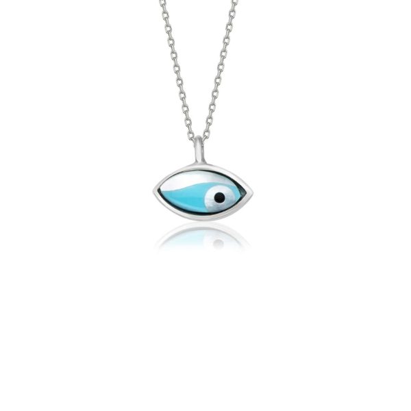 Silver Mop Necklace-Eye/plain/turquoise