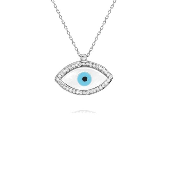 Silver Mop Necklace-Eye/zircon/white