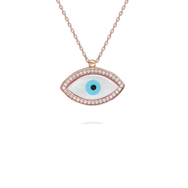 Silver Mop Necklace-Eye/zircon/white