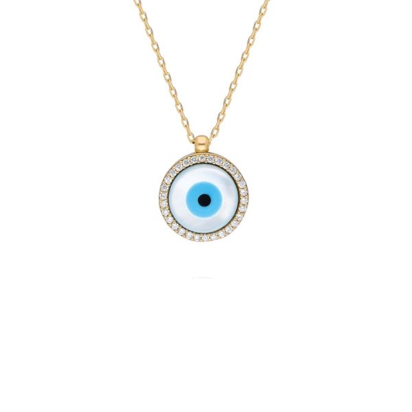 Silver Mop Necklace-Round/zircon/white