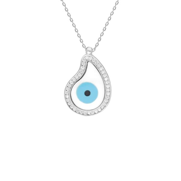 Silver Mop Necklace-Drop/zircon/white