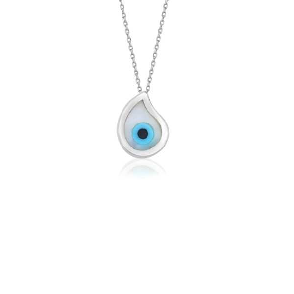Silver Mop Necklace-Drop/Plain/white