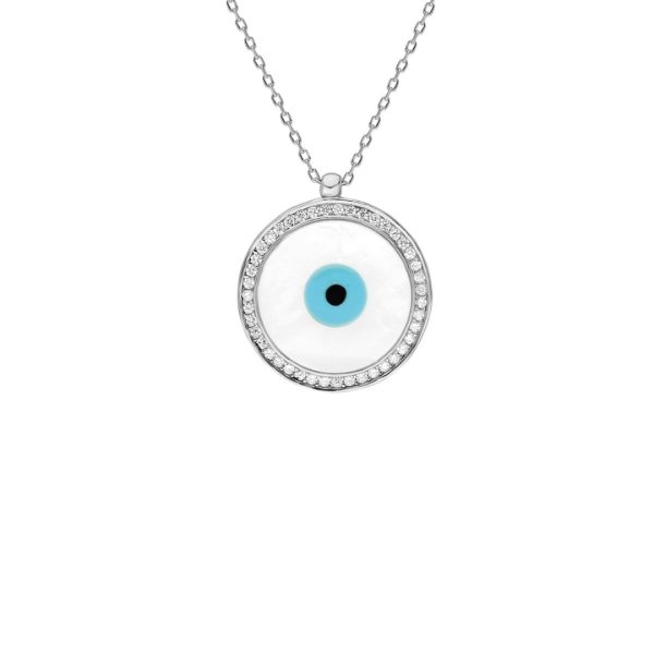 Silver Mop Necklace-Round/zircon/white