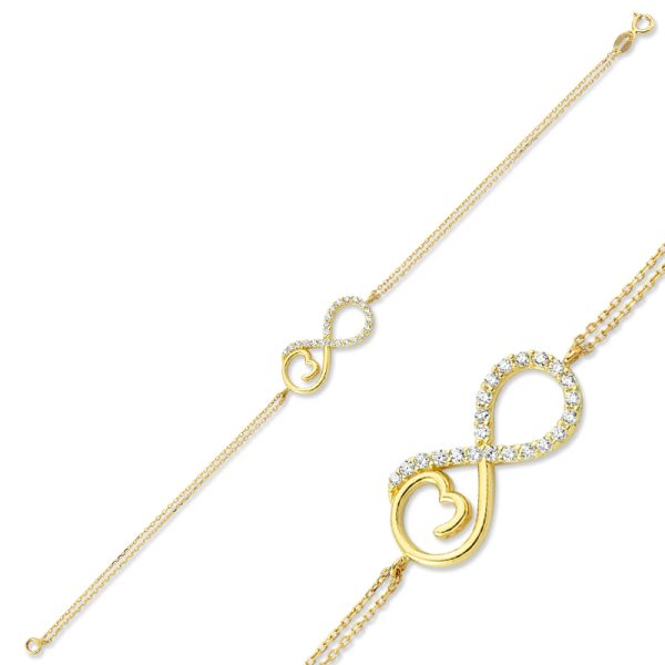 Pulsera fantasma de oro 14k-Infinity&Heart