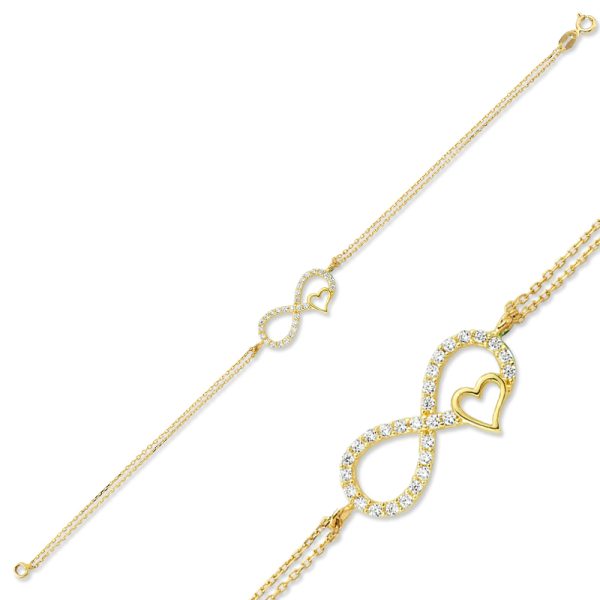 Pulsera fantasma de oro 14k-Infinity&Heart
