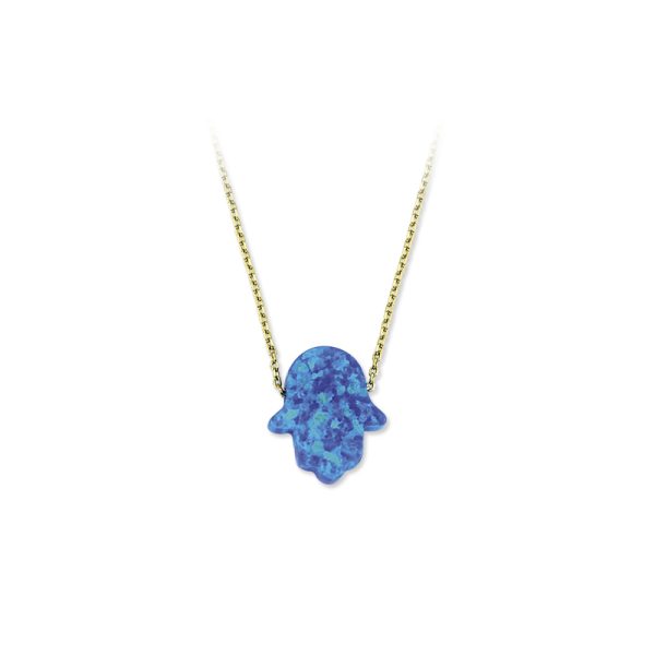 Silver Opal Necklace-Hand/ blue