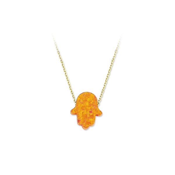Silver Opal Necklace-Hand/orange