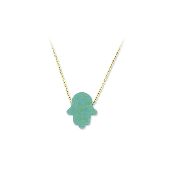Silver Opal Necklace-Hand/green