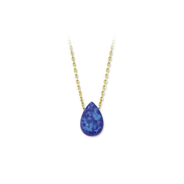 Silver Opal Necklace-Drop/blue