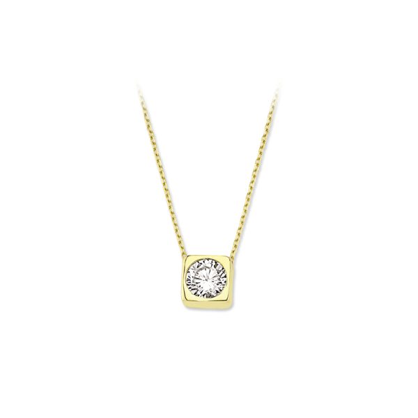 Silver Single Stone Necklace