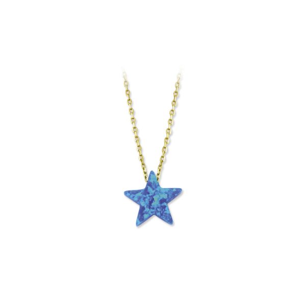 Silver Opal Necklace-Star/light blue