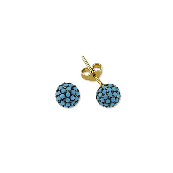 Pendientes de plata mini bola de circón /turquesa