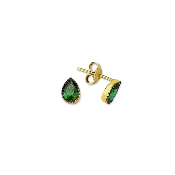 Pendientes mini de plata con circonitas /esmeralda
