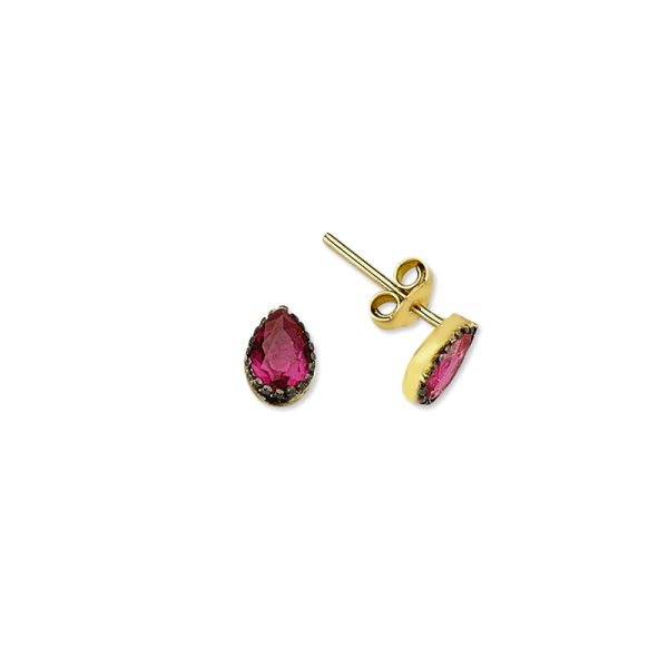 Pendientes mini de plata con circonitas /rubí
