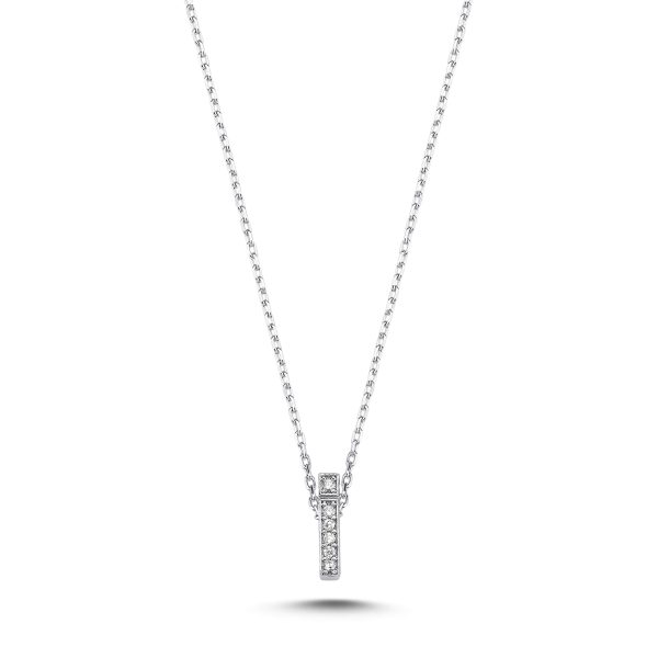 3D Zircon Initial Necklace-İ