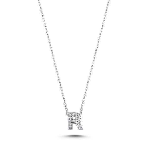 3D Zircon Initial Necklace-R