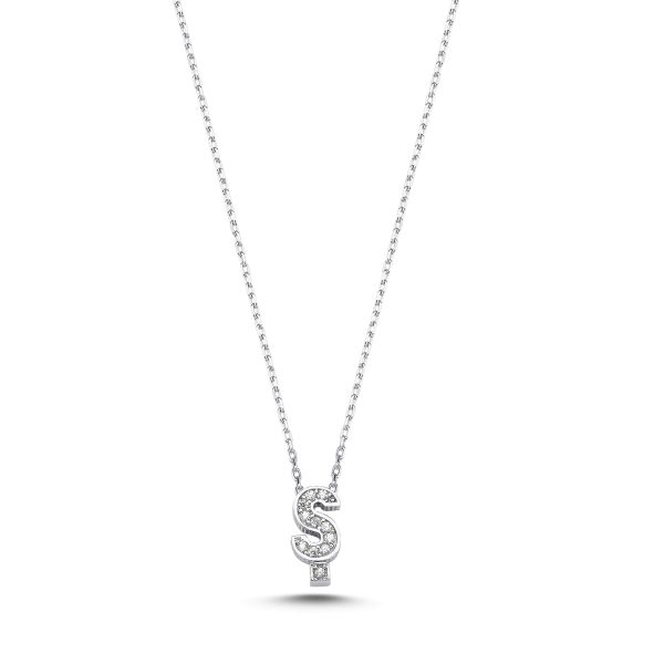 3D Zircon Initial Necklace-Ş